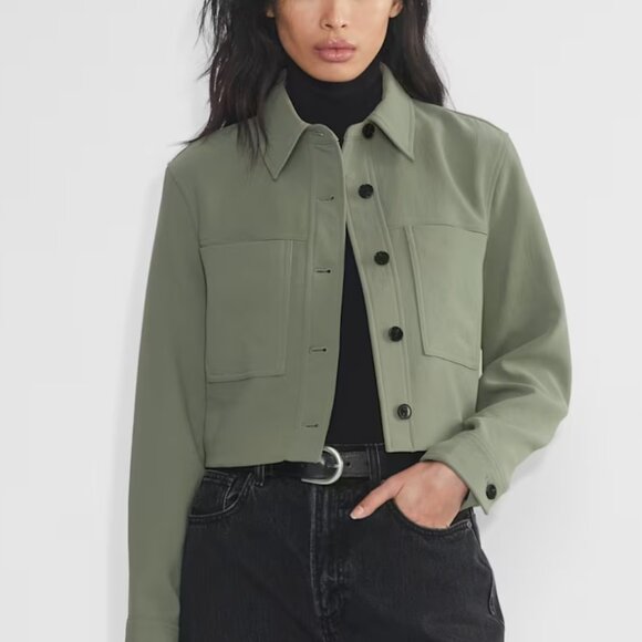NWT ARITZIA Wilfred Little Cropped Jacket, Crepette, Smoky Sage, size S - Picture 1 of 4